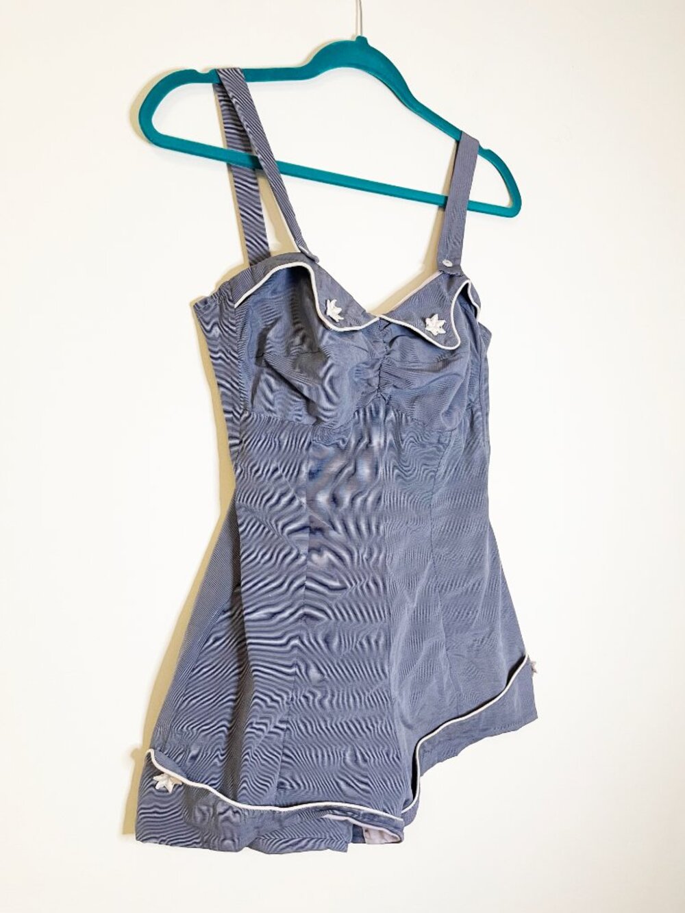 Vintage Ceeb of Miami Blue Romper Jumpsuit Pinup Rockabilly Size 38 - Picture 4 of 11